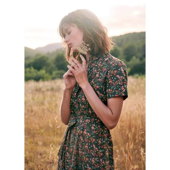 Sezane Dresses & Skirts - Sezane Dauphine Dress in Khaki Floral Size 34